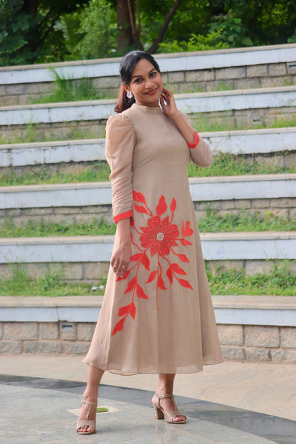 Maalini – Handcrafted Floral Applique Dress