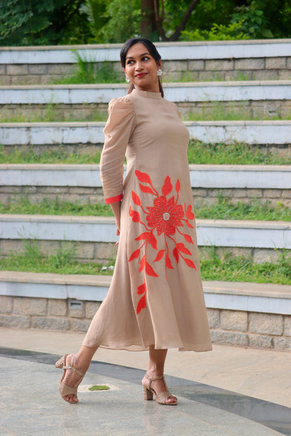 Maalini – Handcrafted Floral Applique Dress