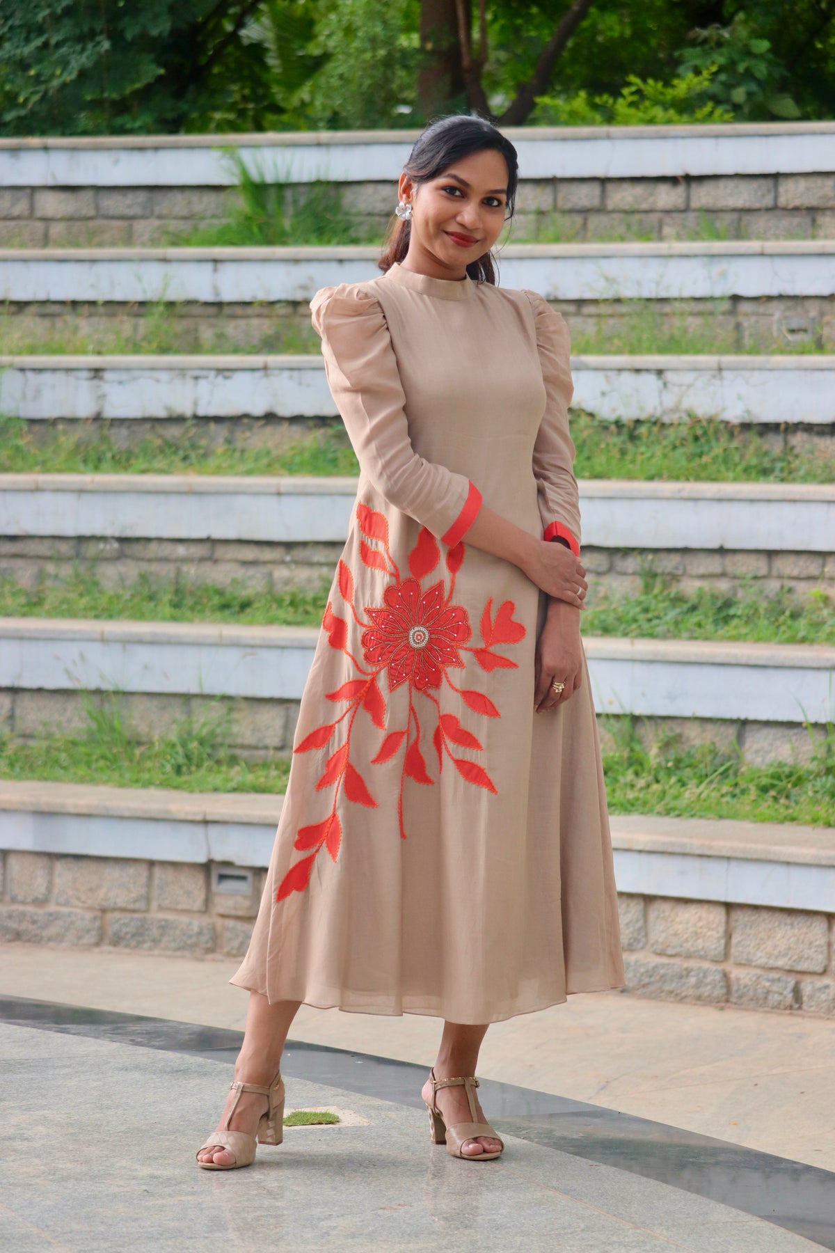 Maalini – Handcrafted Floral Applique Dress