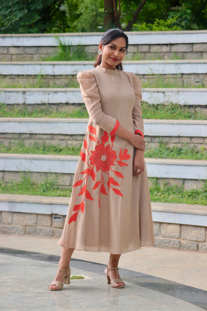 Maalini – Handcrafted Floral Applique Dress