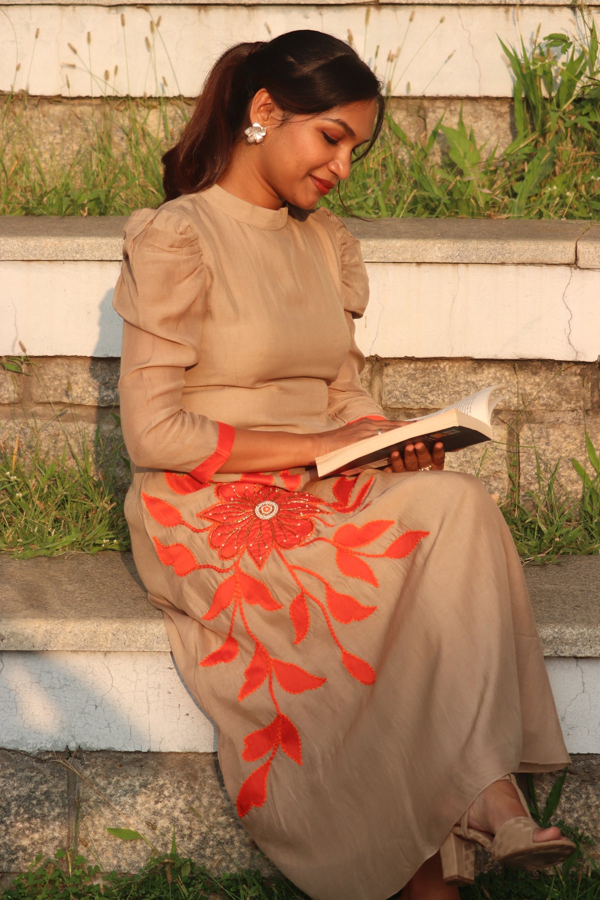 Maalini – Handcrafted Floral Applique Dress