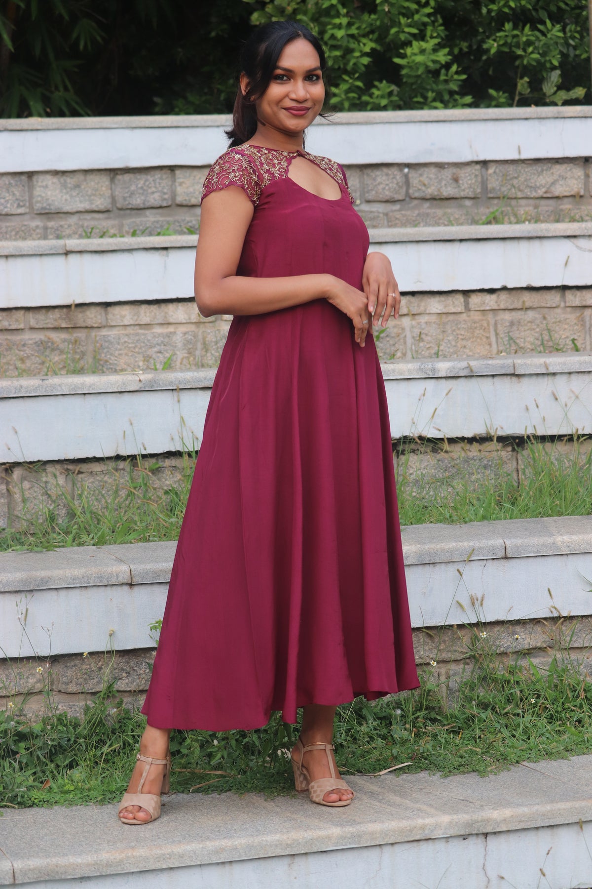Roshni – Crepe Silk Handcrafted Panel Cut Kurti
