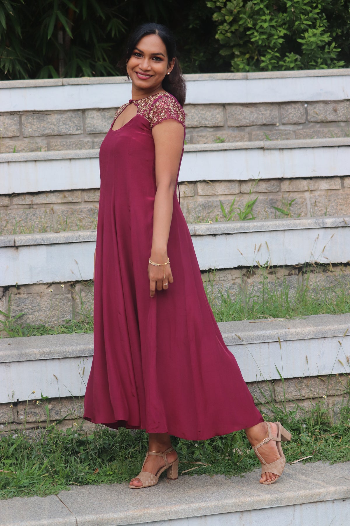 Roshni – Crepe Silk Handcrafted Panel Cut Kurti