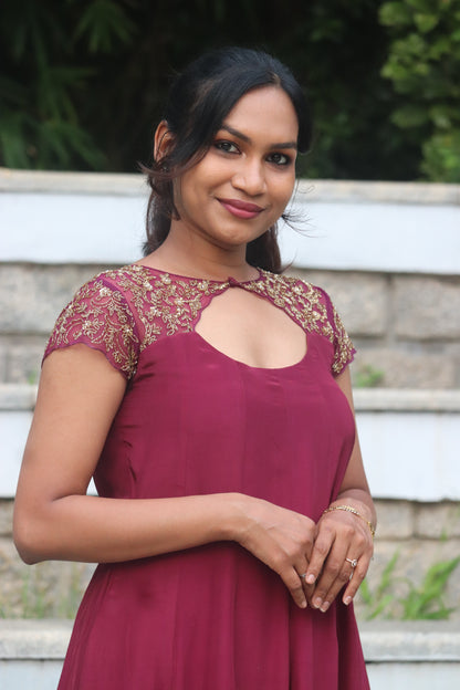 Roshni – Crepe Silk Handcrafted Panel Cut Kurti