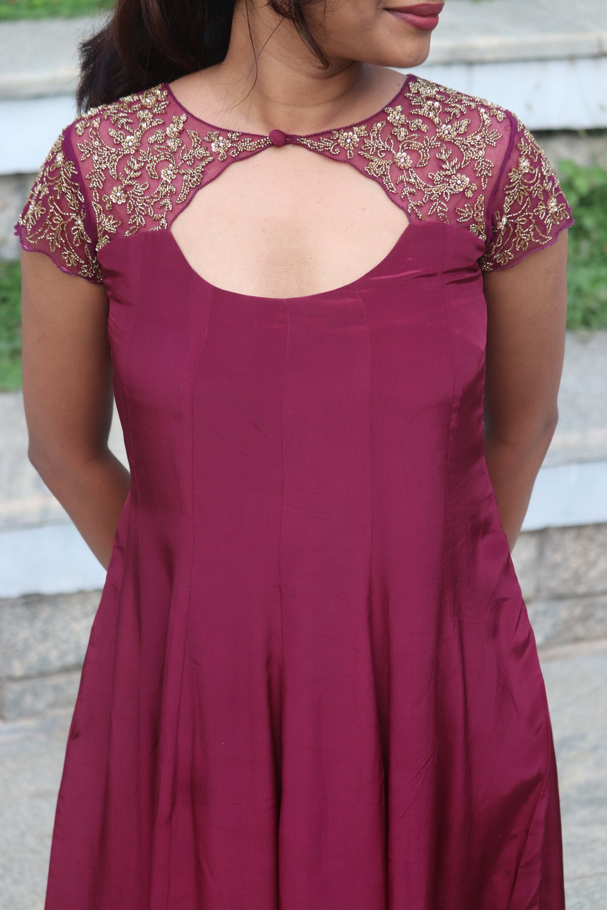 Roshni – Crepe Silk Handcrafted Panel Cut Kurti