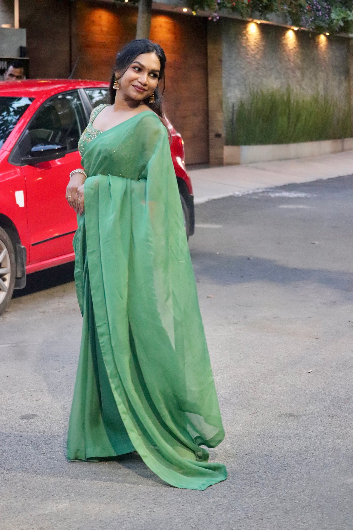 Thennal – Viscose Organza saree with Zardosi Embroidered blouse