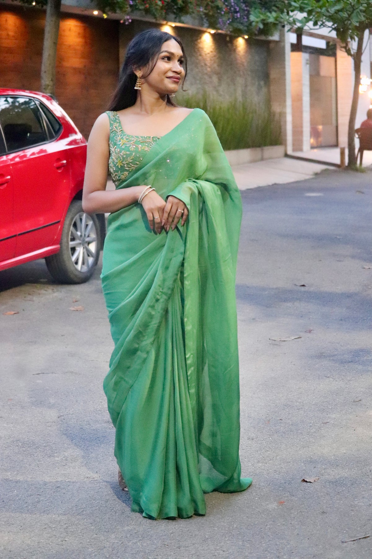 Thennal – Viscose Organza saree with Zardosi Embroidered blouse