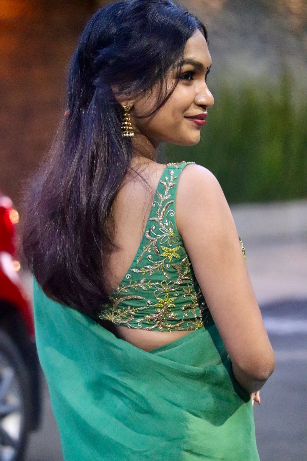Thennal – Viscose Organza saree with Zardosi Embroidered blouse