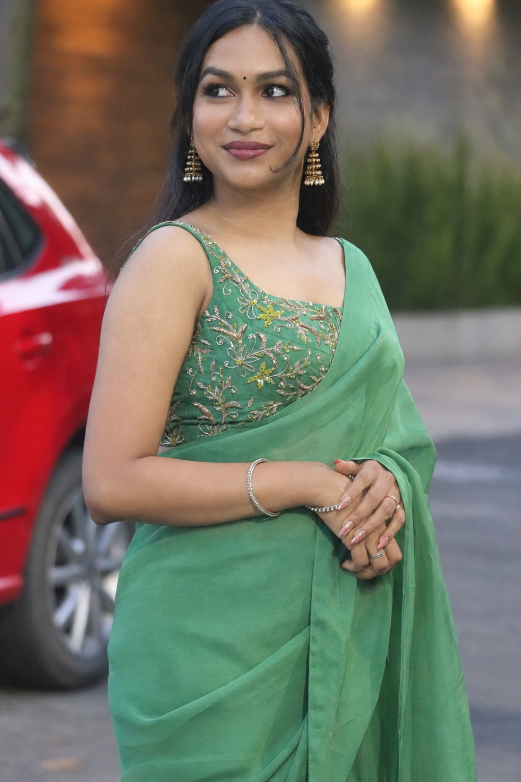 Thennal – Viscose Organza saree with Zardosi Embroidered blouse
