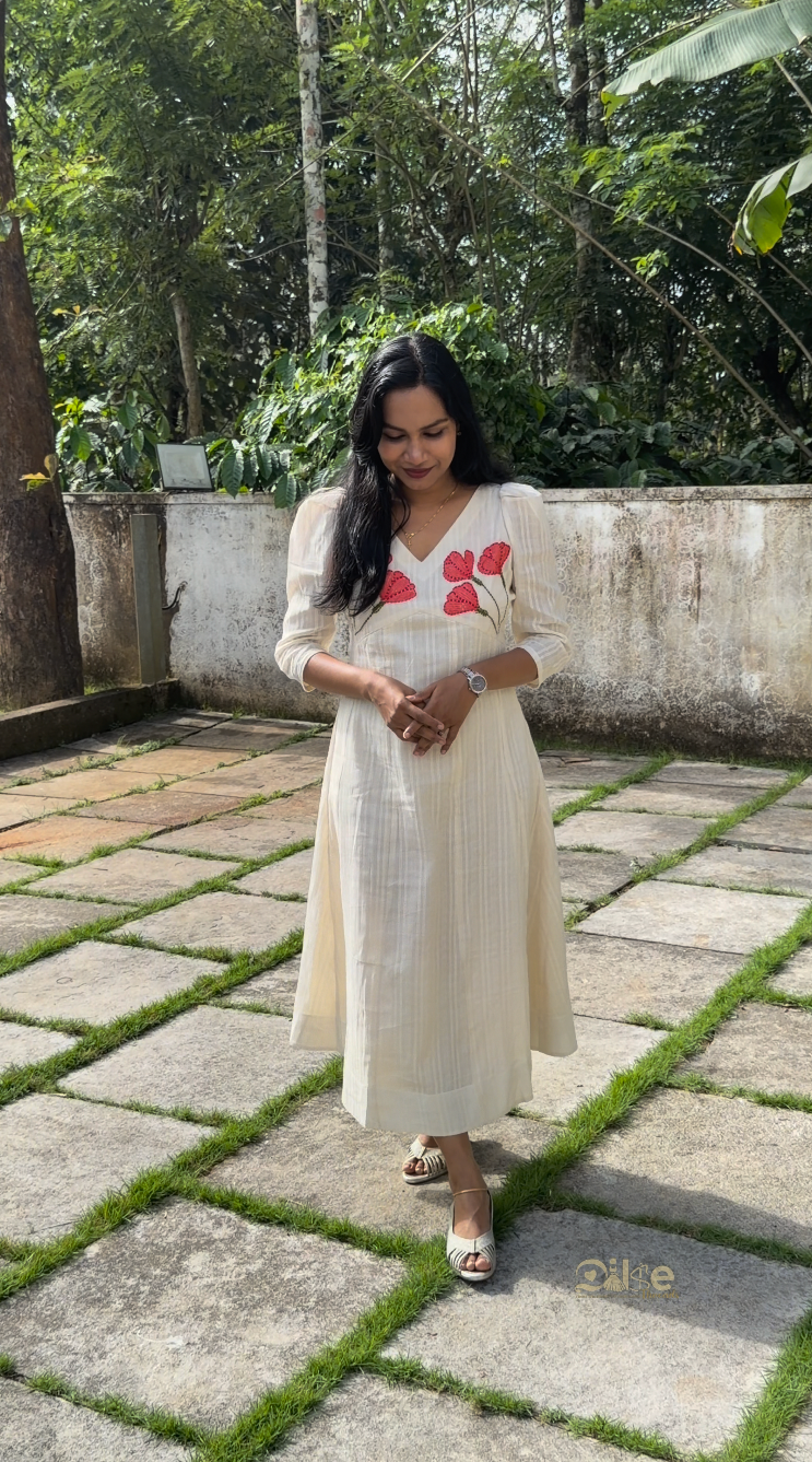 Blossom side view showing flowing panel cut aline kurti