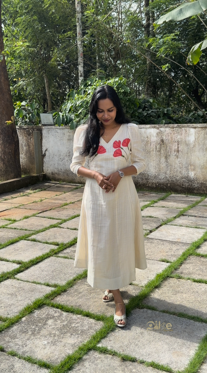 Blossom side view showing flowing panel cut aline kurti