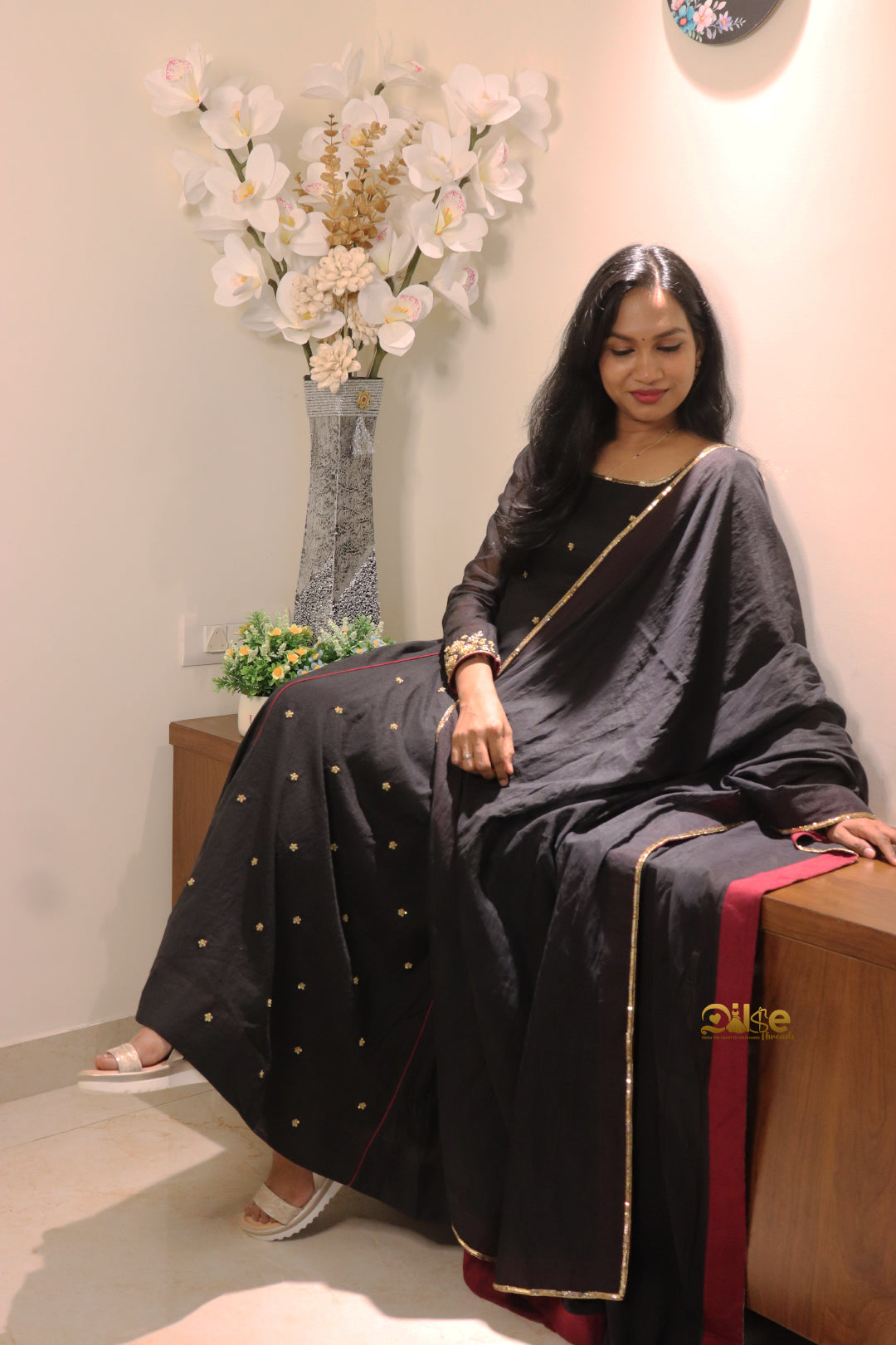 Rooh – Pure Chanderi Black Hand Embroidery Anarkali
