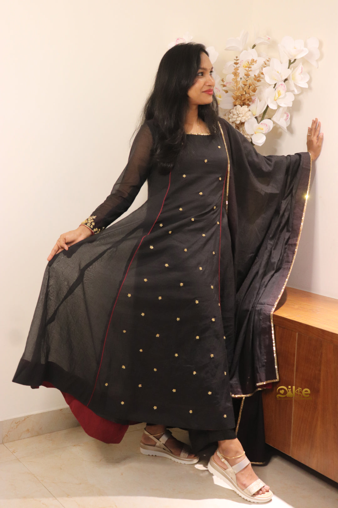 Rooh – Pure Chanderi Black Hand Embroidery Anarkali