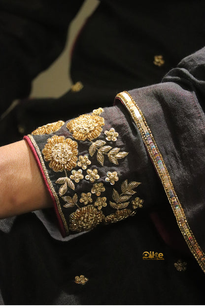 Rooh – Pure Chanderi Black Hand Embroidery Anarkali