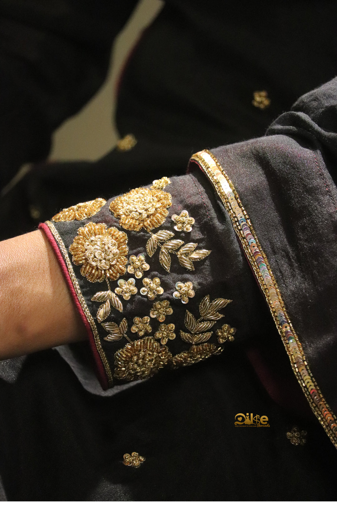 Rooh – Pure Chanderi Black Hand Embroidery Anarkali