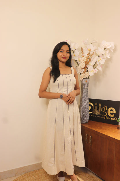 Jazba - Off-white Flex Cotton 6 Panel Dress