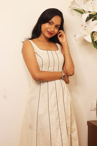 Jazba - Off-white Flex Cotton 6 Panel Dress