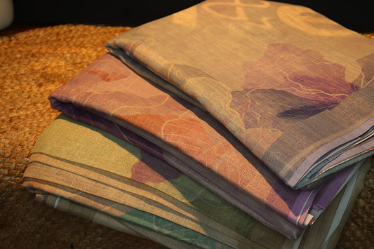 Linen Tissue Digital Print Saree