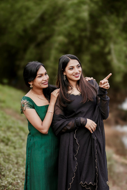 Signature Pair – Emerald & Noir Salwar Set