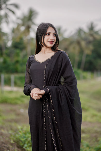 Signature Pair – Emerald & Noir Salwar Set