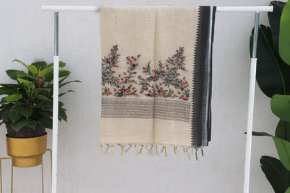 Linen Tissue Saree with All Over Embroidery