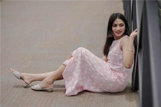 Zeal - Pure Cotton Floral Embroidery A-line Dress