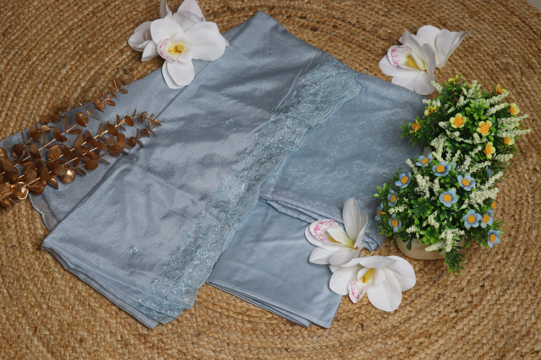 Light Blue Embroidery Unstitched Churidhar Material
