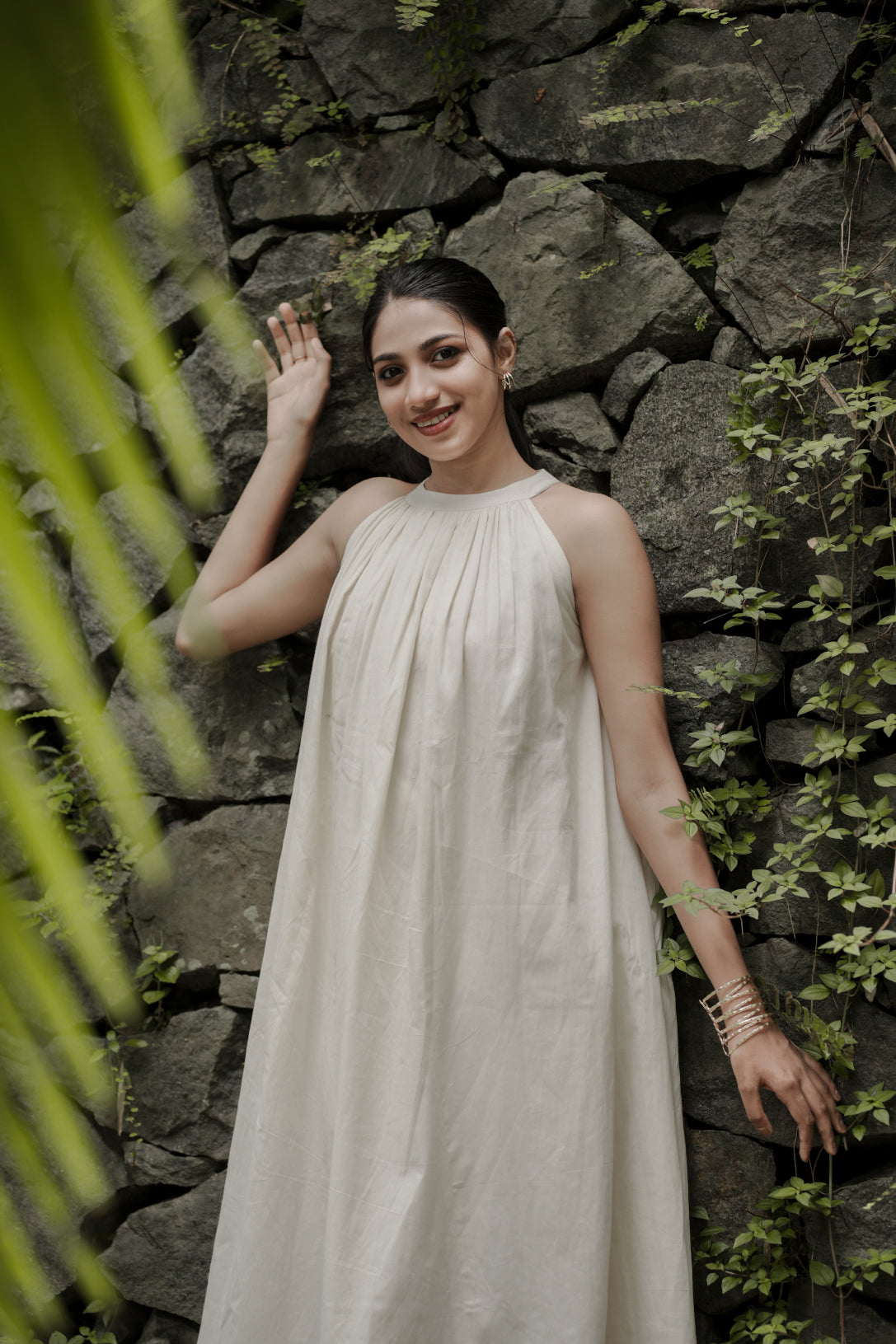 Selin full-length styled view in off white